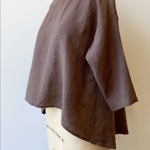 NOT PERFECT LINEN: Leaf Cropped Front Linen Top